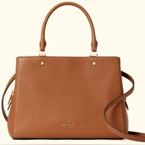 Kate Spade Leila medium brown 3 triple compartment satchel